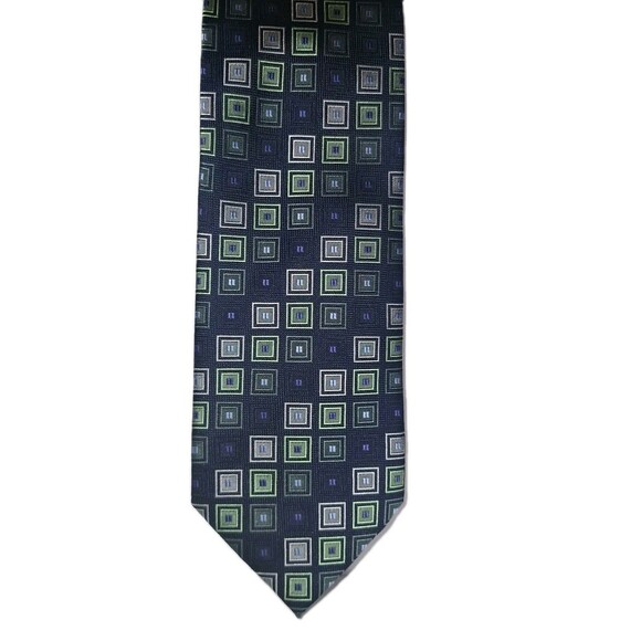 Roberto Villini Couture Navy Green Tie 100% Silk 66.5"x3.75" EUC - Picture 1 of 5